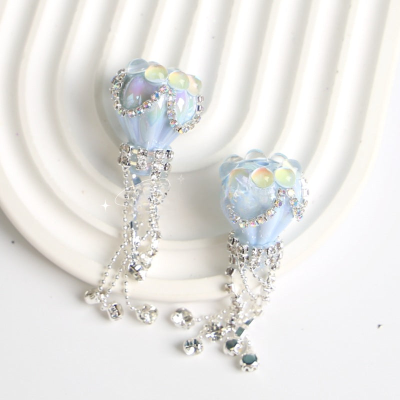 Wholesale Cat Eye Love Crown Beads Full of Diamond Hot Air Balloon Tassels Acrylic Beads